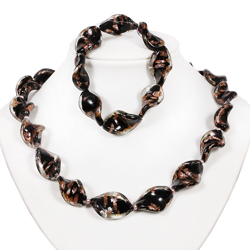 Armkette + Halskette 7053 - Muranoglas & Süßwasserperlen - zum Schließen ins Bild klicken